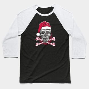 Xmas Candy Cane Skull Candy Cane Baseball T-Shirt